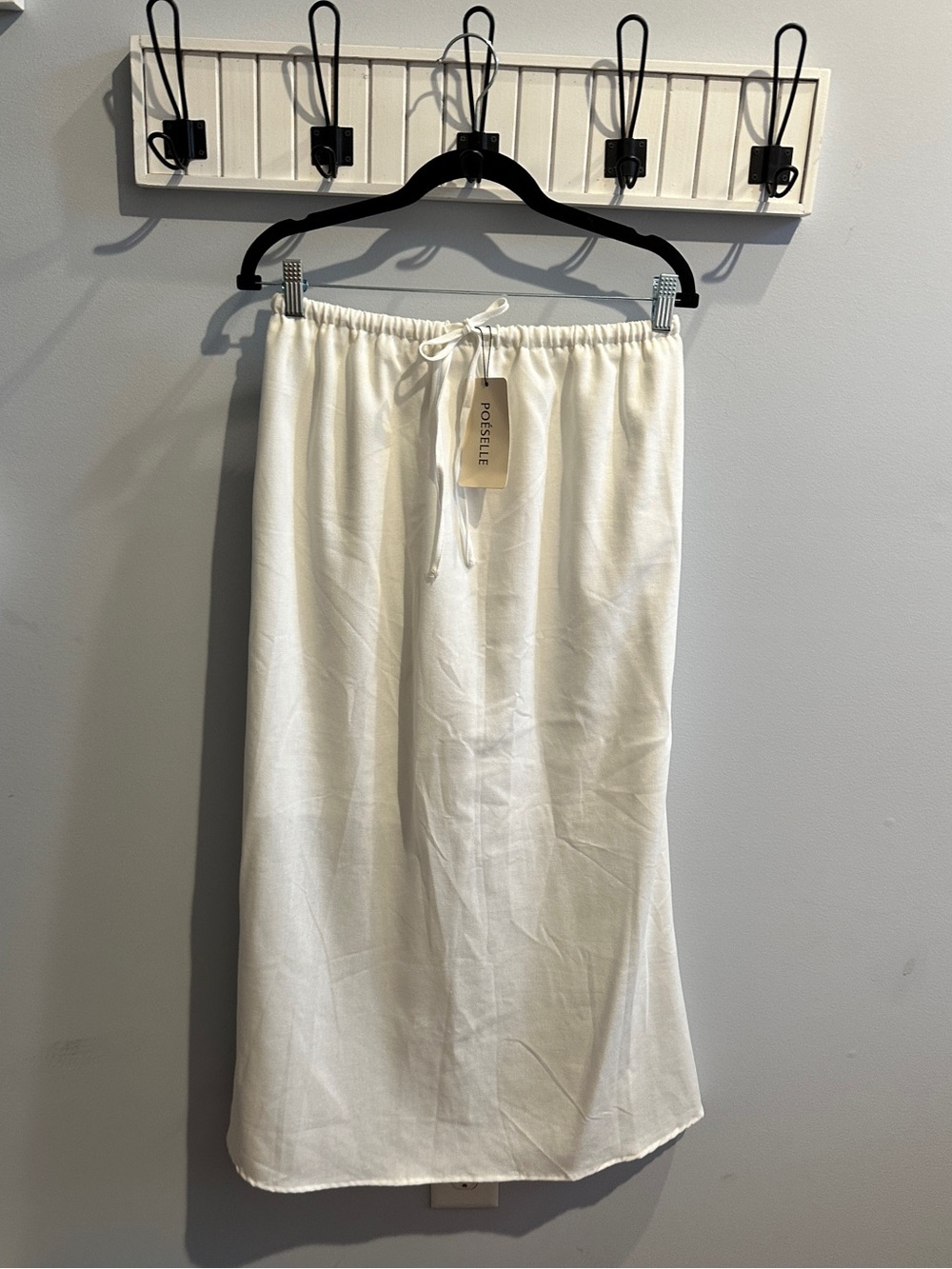 White Drawstring Midi Skirt